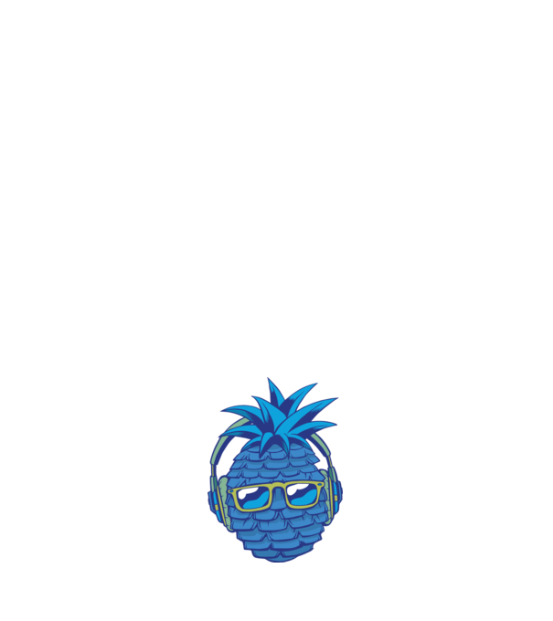 Ananas albastru cu căști model negru pe tricou