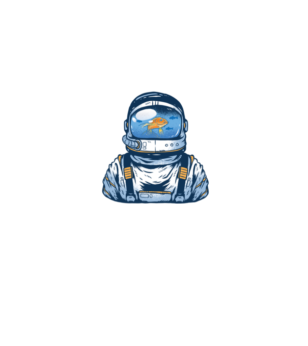Peștișor auriu Astronaut model albastru jeanși pe tricou
