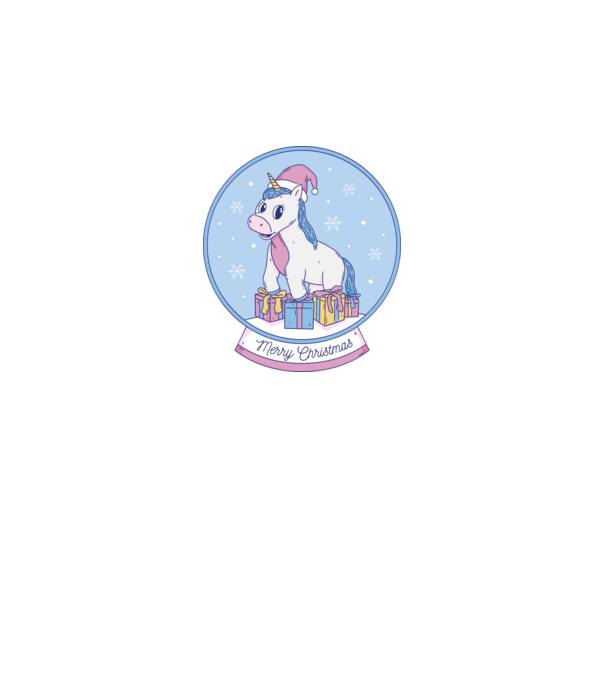 Glob de zăpadă drăguț, de Crăciun, cu Unicorn model albastru închis pe tricou