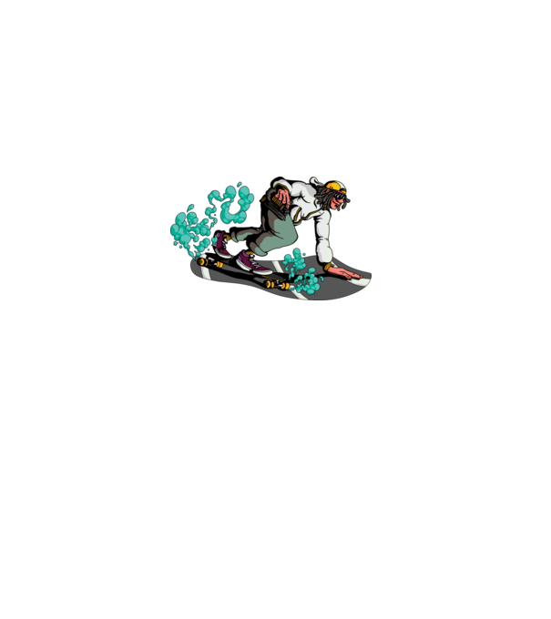 Longboard model albastru deschis pe tricou