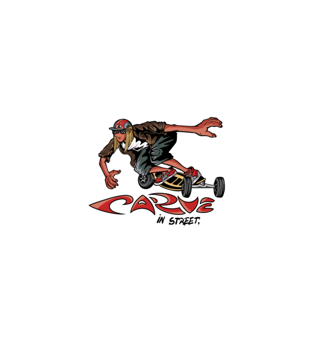 Carveboard Longboard model alb pe tricou