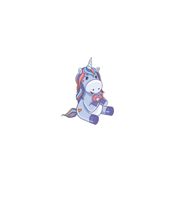 Unicorn cu gogoașă model alb pe tricou