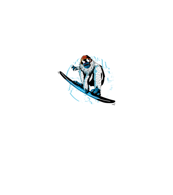 Yeti Snowboarder model alb pe tricou