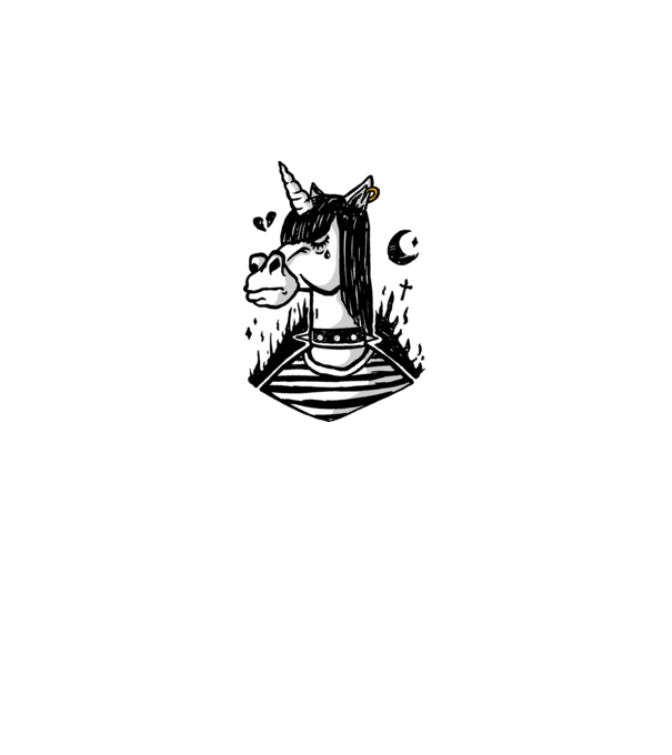 Emo unicorn model alb pe tricou