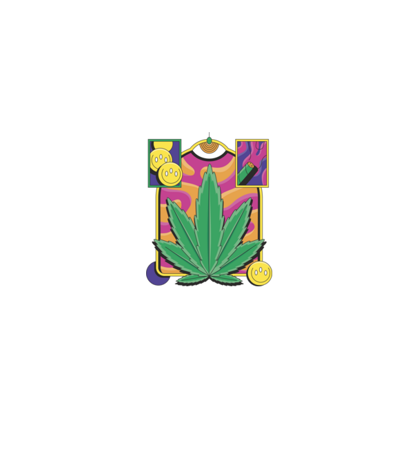 Hippy Cannabis model negru pe tricou