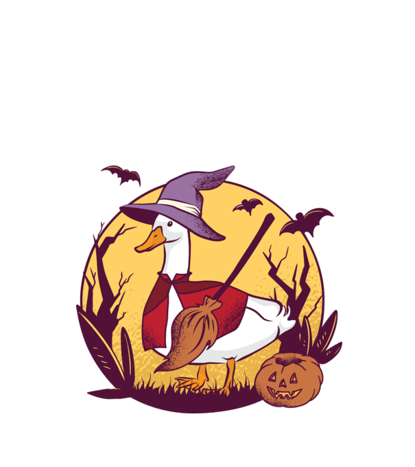 Gâscă Halloween model alb pe tricou