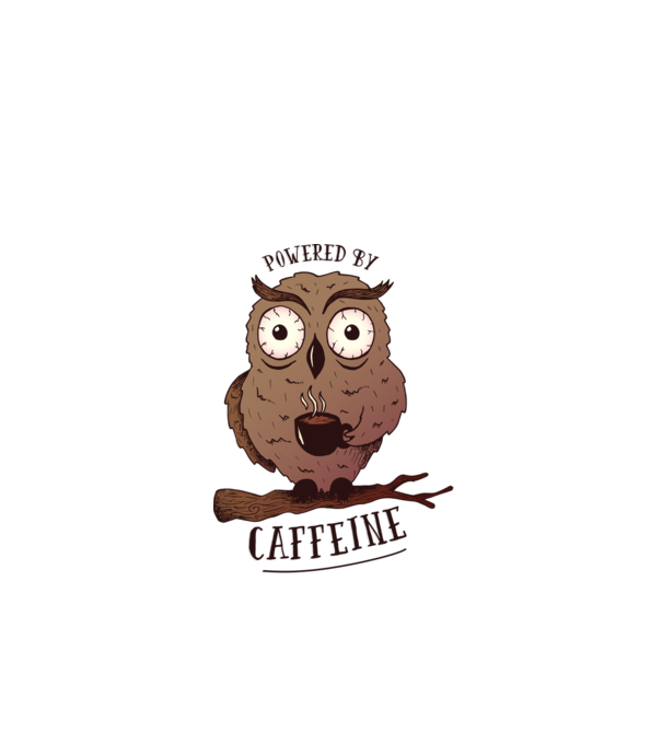 Powered by Caffeine - Tricou cu bufniță și energie de cafeină model verde de măr pe tricou