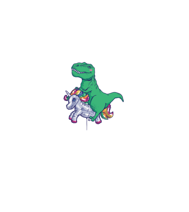 T-rex pe Unicorn balon model alb pe tricou