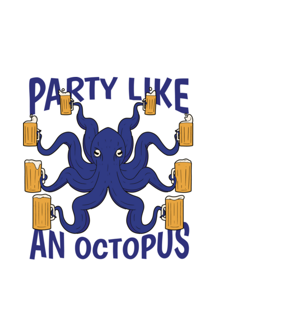 Party Like An Octopus model albastru deschis pe tricou