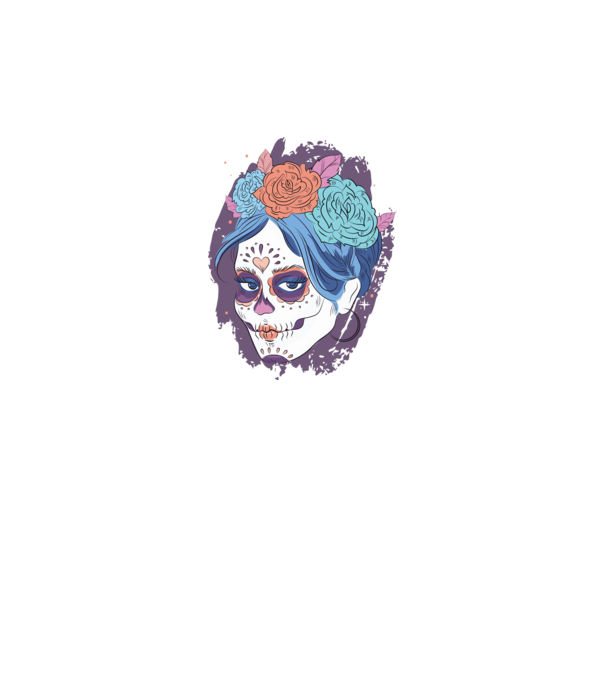 Dia de Los Muertos - Craniu cu flori model albastru închis pe tricou