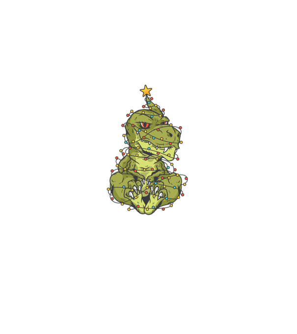 Dinozaur T-rex Pom de Crăciun tricou model verde pe tricou