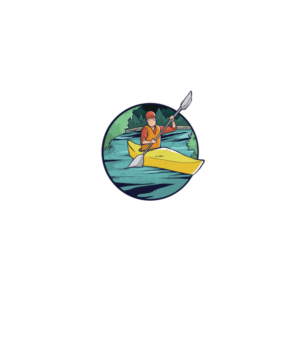 Caiac-canoe model albastru jeanși pe tricou