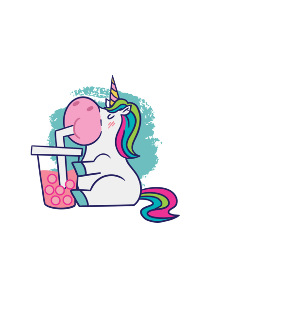 Unicorn Bubble Tea model negru pe tricou