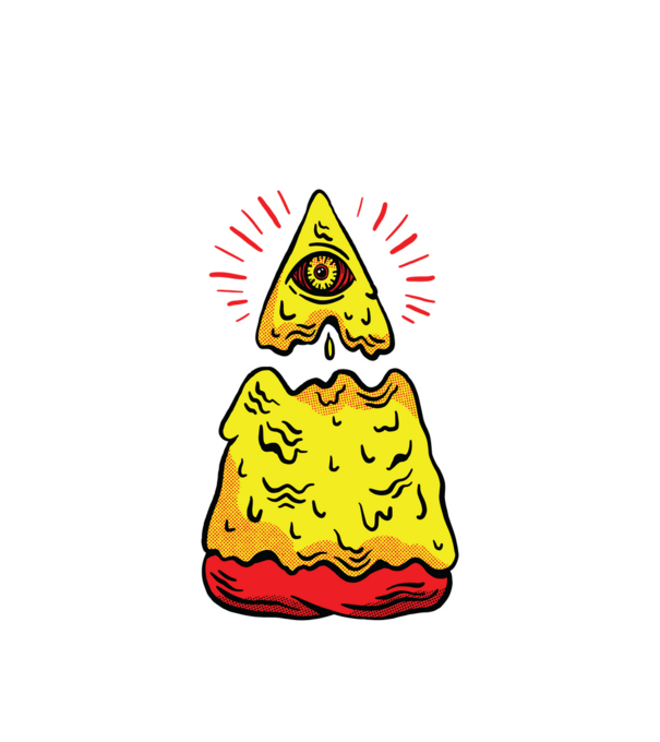 Illuminati Pizza model alb pe tricou