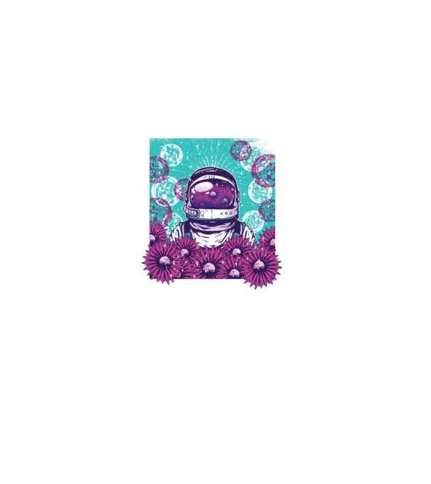 Floral Astronaut model negru pe tricou