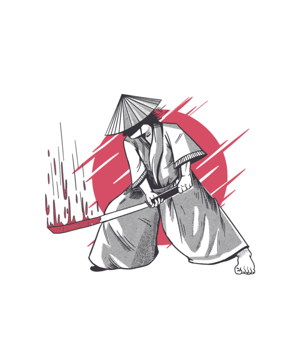 Sabie de samurai model alb pe tricou