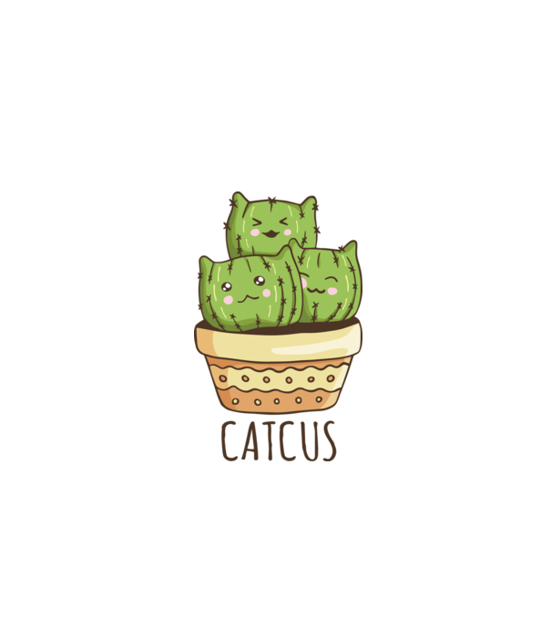 Catcus Pisică Cactus model alb pe tricou