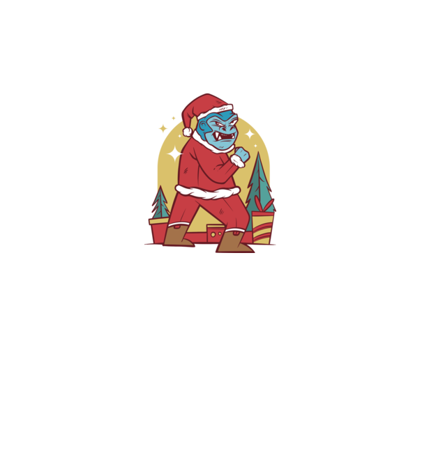 Gorila Santa model gri pe tricou