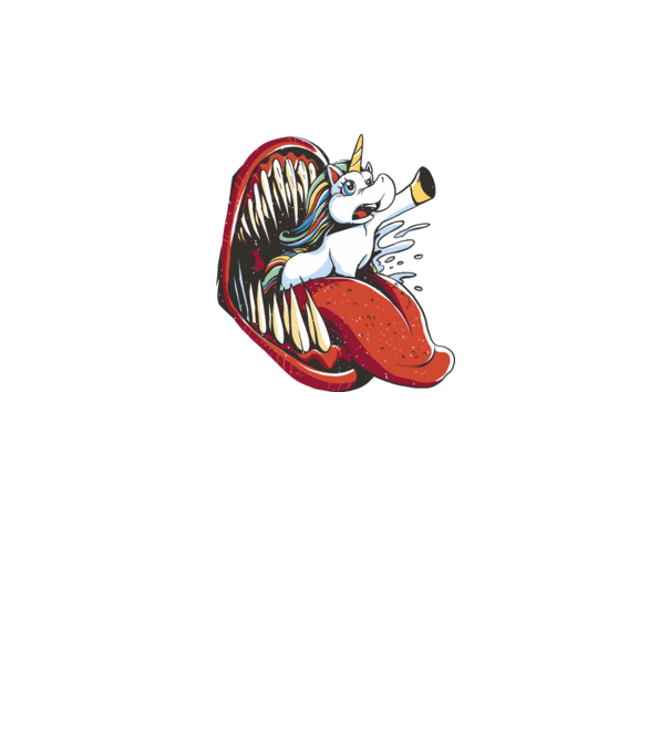 În gura monstrului Unicorn model negru pe tricou