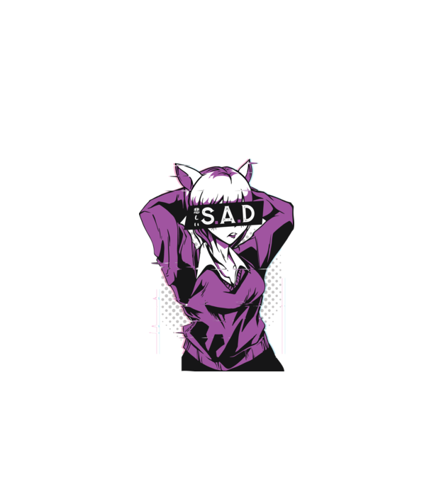 Anime fată tristă model alb pe tricou