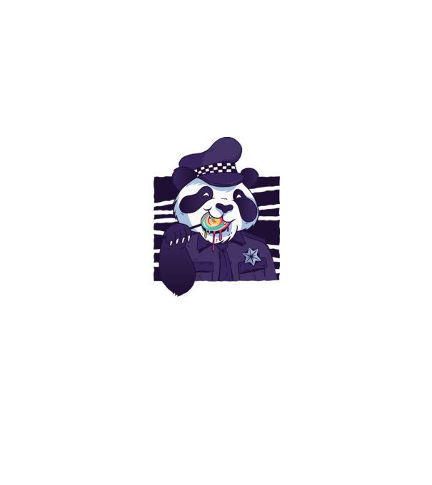 Panda polițist cu acadea model albastru regal pe tricou
