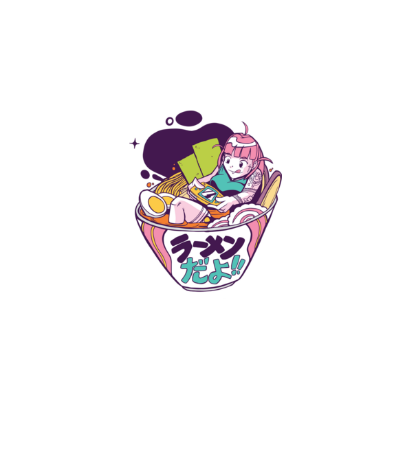 Ramen Anime Gamer fată model gri pe tricou