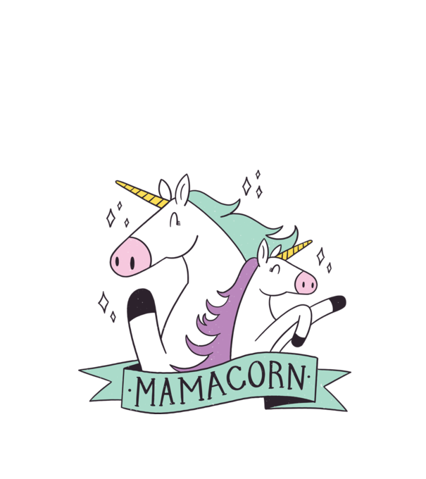 Mamacorn model alb pe tricou
