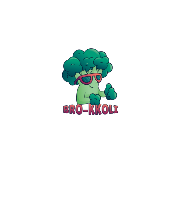 Broccoli model alb pe tricou