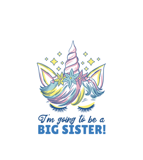 O să fiu un frate mai mare Unicorn model alb pe tricou