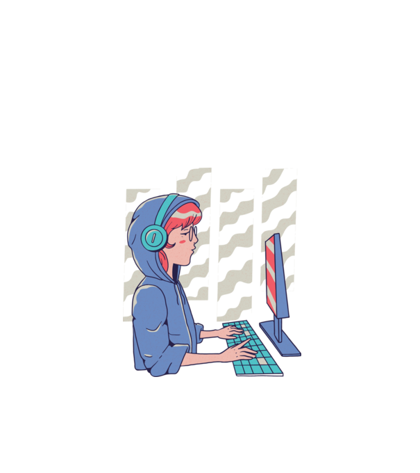 Anime Programator fată model negru pe tricou