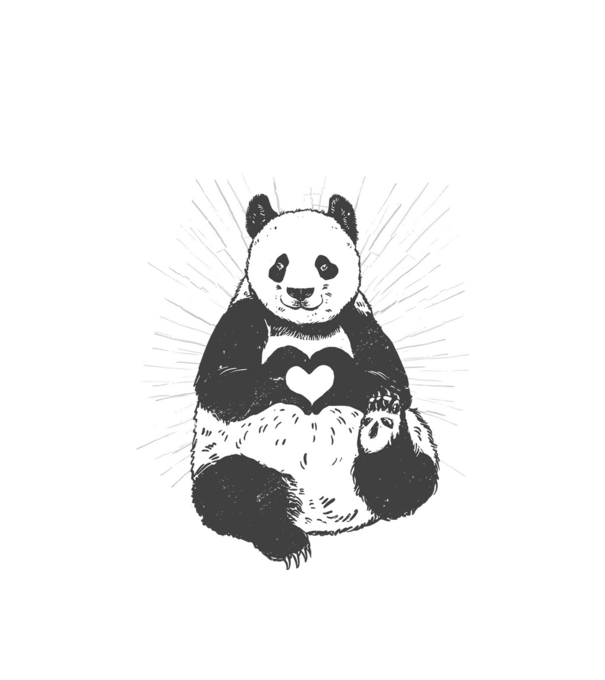 Inimă panda model alb pe tricou