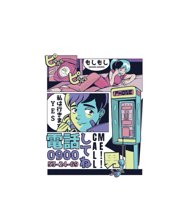 Anime Vaporwave benzi desenate model alb pe tricou