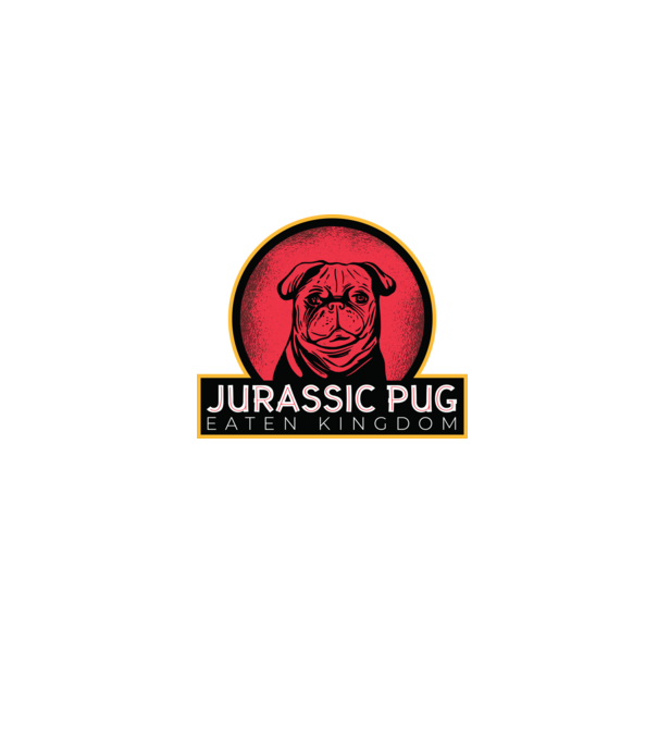 Jurassic Pug Tricou cu mops model albastru jeanși pe tricou