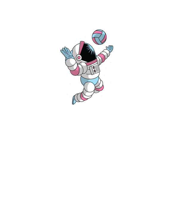 Astronaut voleibalist model negru pe tricou