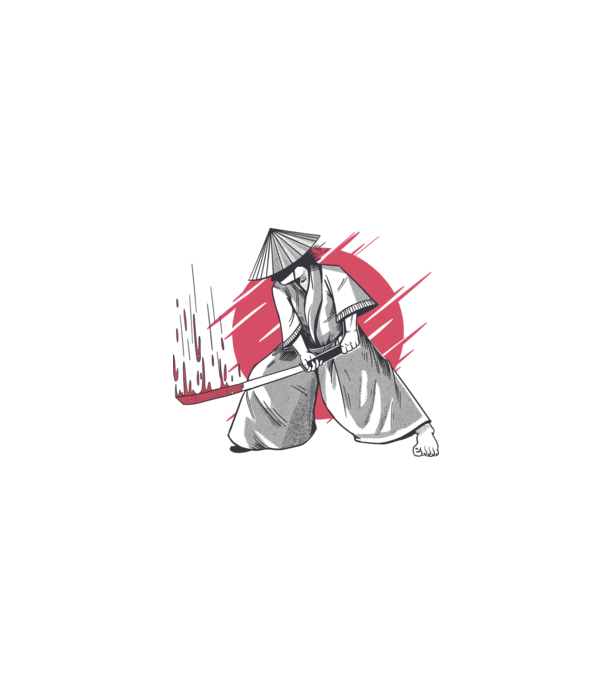 Sabie de samurai model alb pe tricou