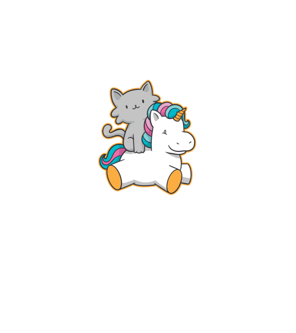Unicorn Cu pisică model negru pe tricou