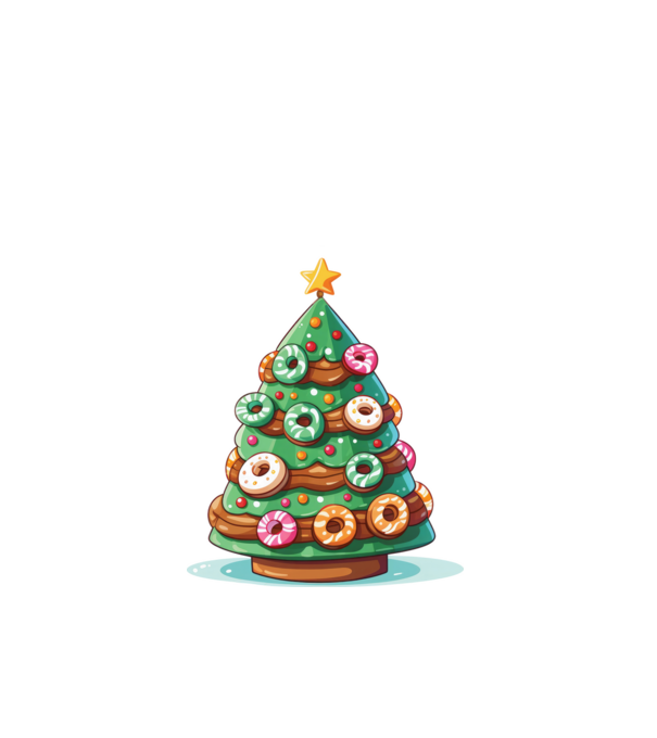 Doughnut pom de Crăciun model alb pe tricou