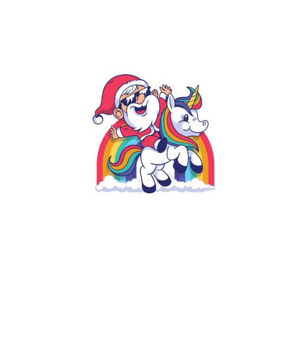 Moș Crăciun Drăguț Unicorn tricou model negru pe tricou
