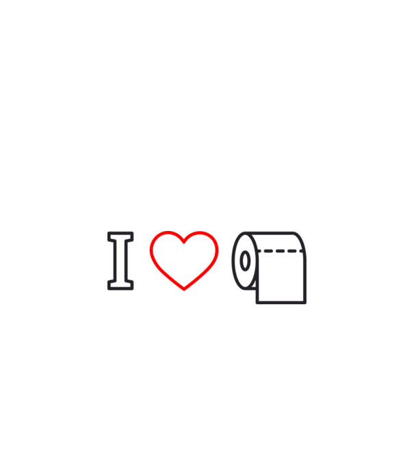 I love hârtie igienică model alb pe tricou