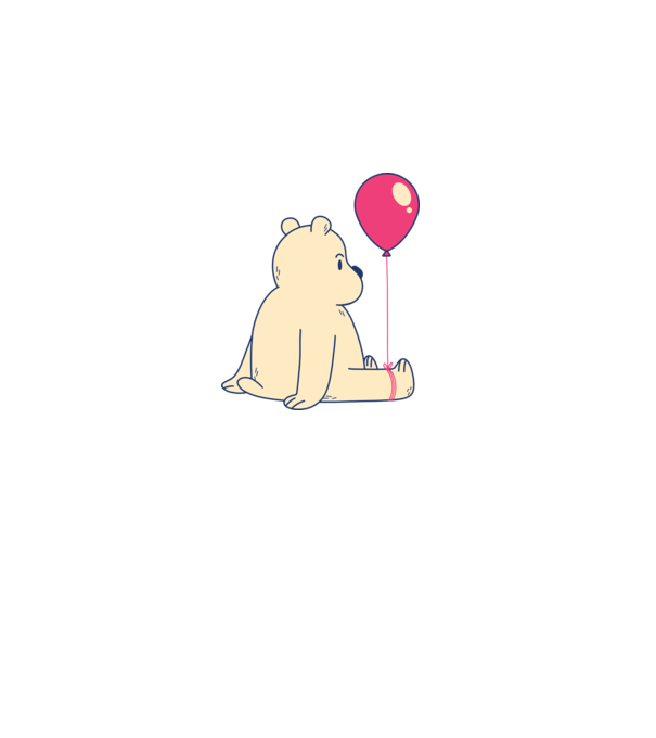 Teddy Drăguț cu Balon model alb pe tricou