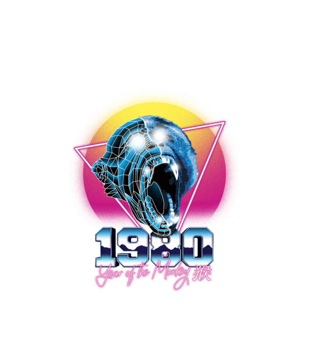 1980 Year of the Monkey model alb pe tricou