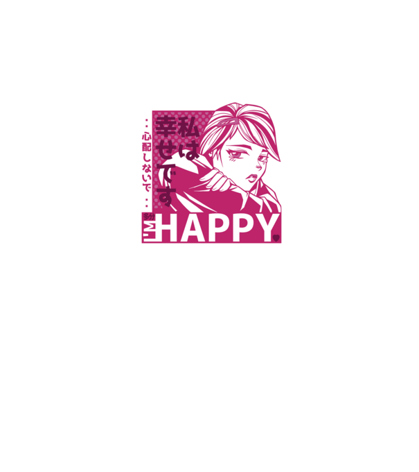 'I''m happy fată Anime antisocială' model albastru închis pe tricou