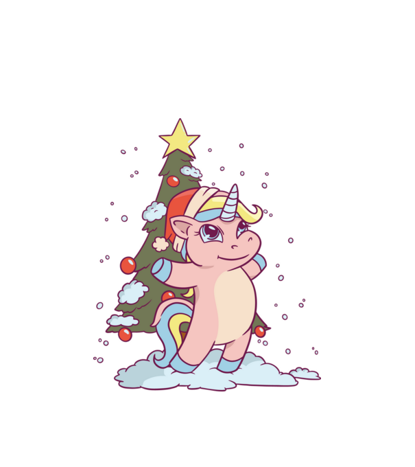 Unicorn de Crăciun model alb pe tricou