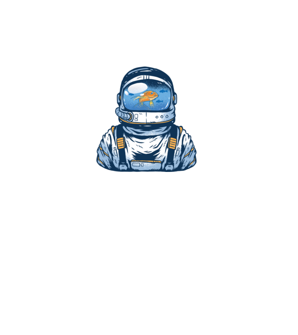 Peștișor auriu Astronaut model turcoaz pe tricou