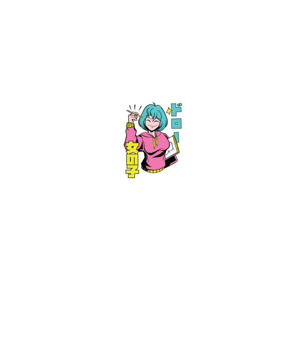 Anime fată desenând model negru pe tricou