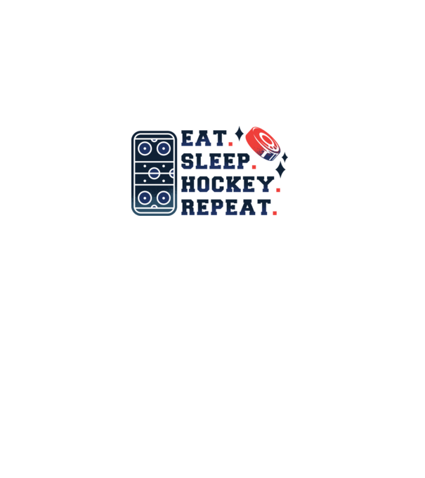 Eat Sleep Hockey Repeat model alb pe tricou