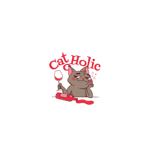 Catoholic - iubitor de pisici model alb/roșu pe tricou