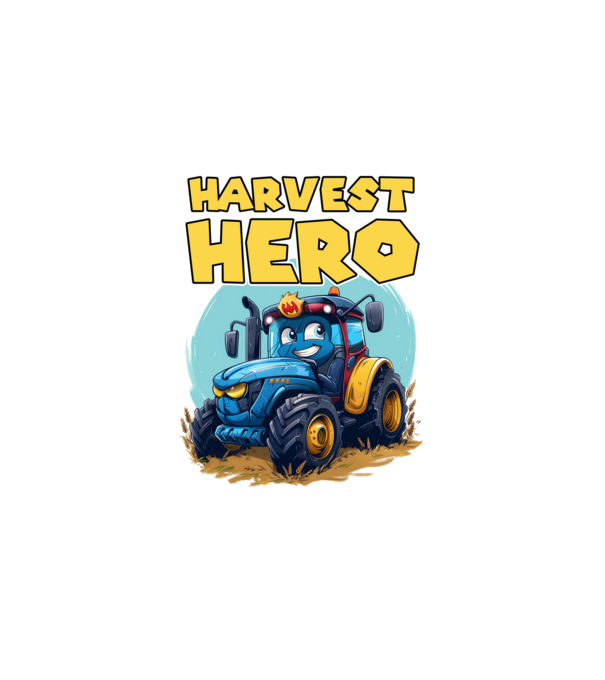 Harvest Hero Tractor model negru pe tricou
