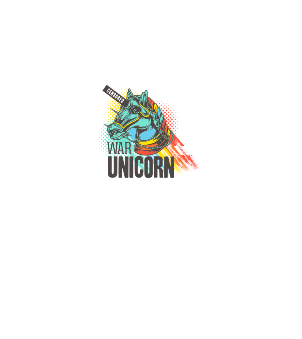 War Unicorn model alb pe tricou