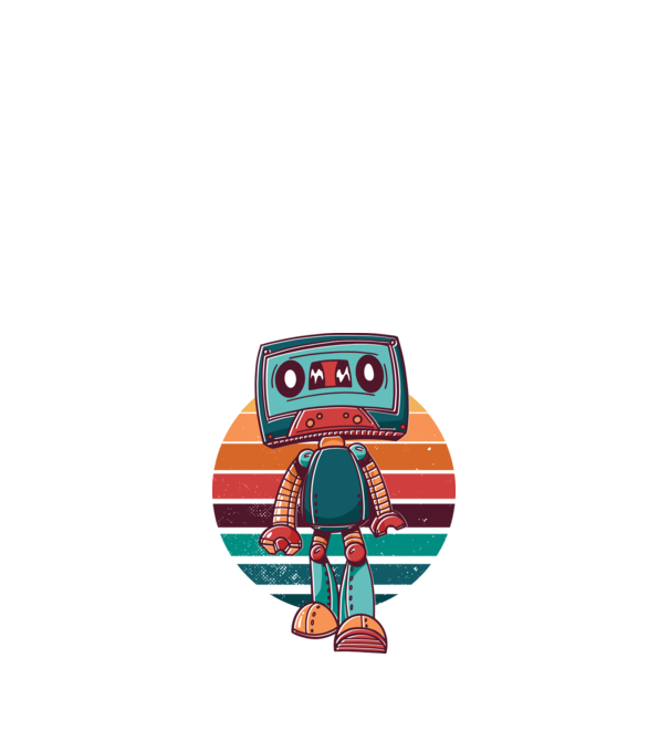 Robot Casetă retro model alb pe tricou